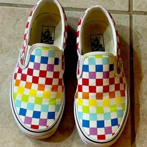 Size 8 US multicoloured checkered vans
